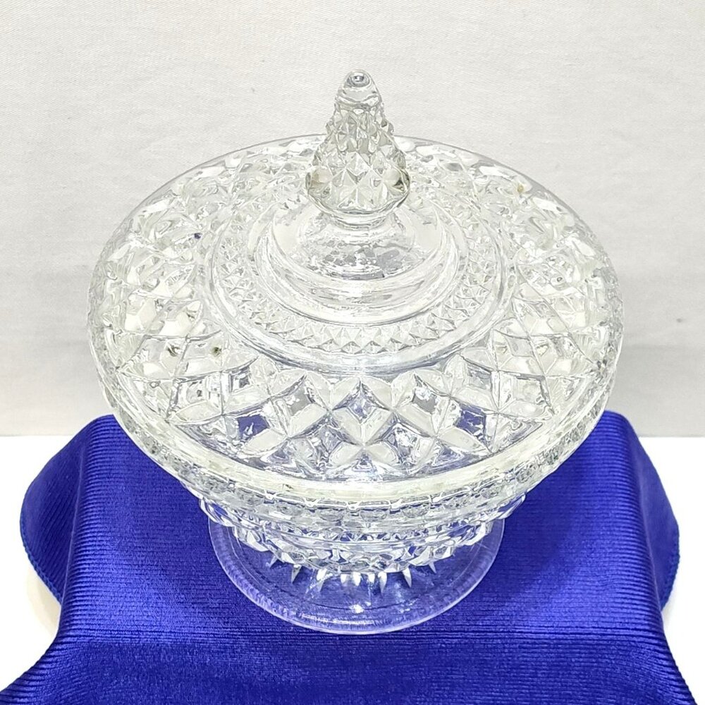 Anchor Hocking Wexford Candy Dish Crisscross Pattern Footed Centerpiece Vintage - Picture 4 of 11